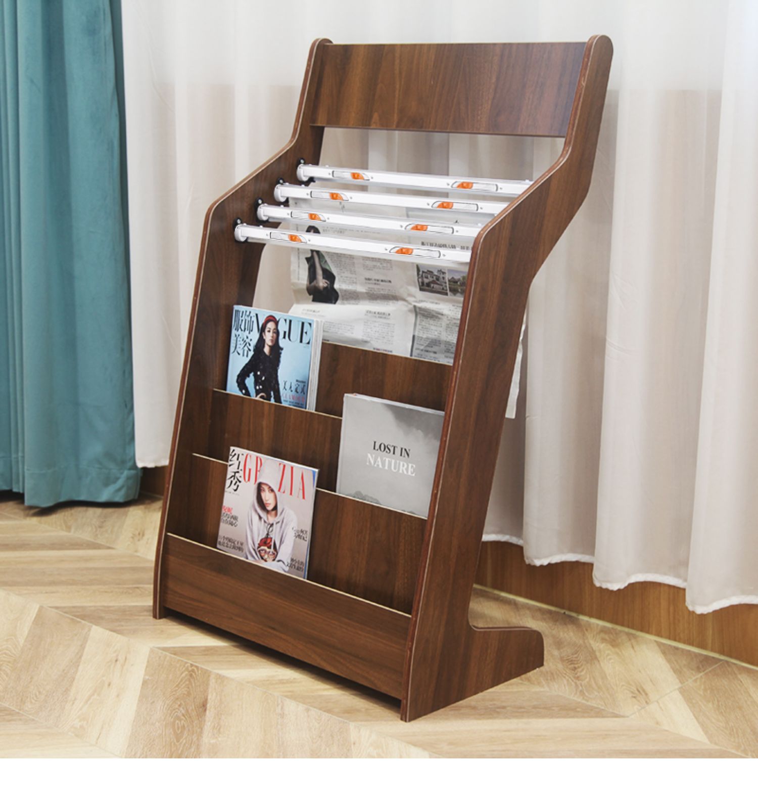 仓梵报纸架报刊架置物架书报架落地资料架木质报架杂志架收纳架报夹