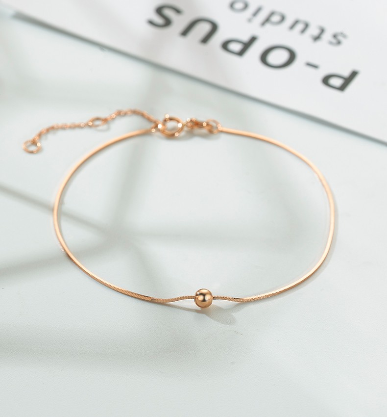 宫之瑄 18k玫瑰金手链au750手链女18k金闪耀彩金蛇骨细手链圣诞节平安