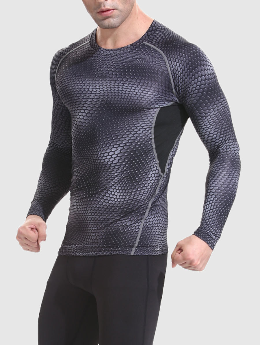 欧美紧身衣长袖弹力运动服速干篮球跑步健身穿搭训练服压缩速干衣定制