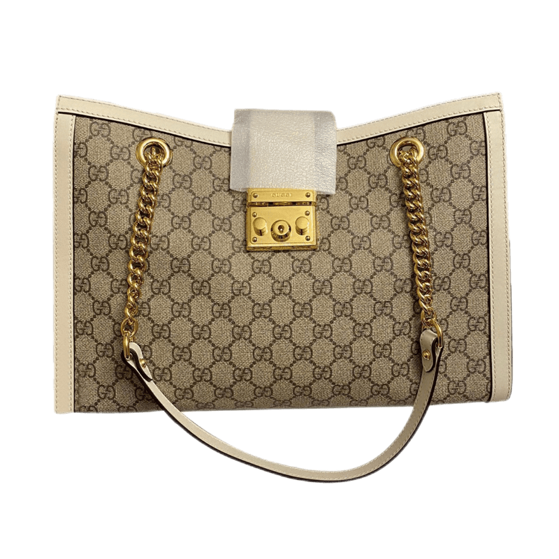 gucci古驰女士padlock白色大号链条包ai拼色3524