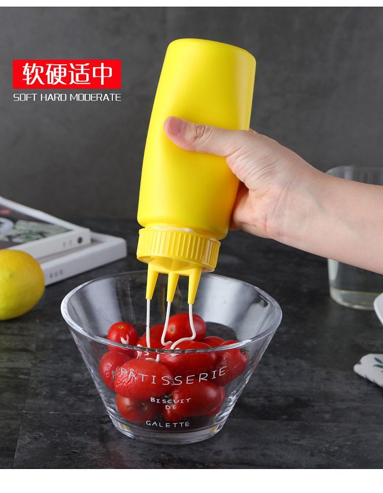 塑料酱汁瓶挤壶挤酱壶酱瓶果酱番茄沙拉瓶挤压瓶黄色单只送普通标签三