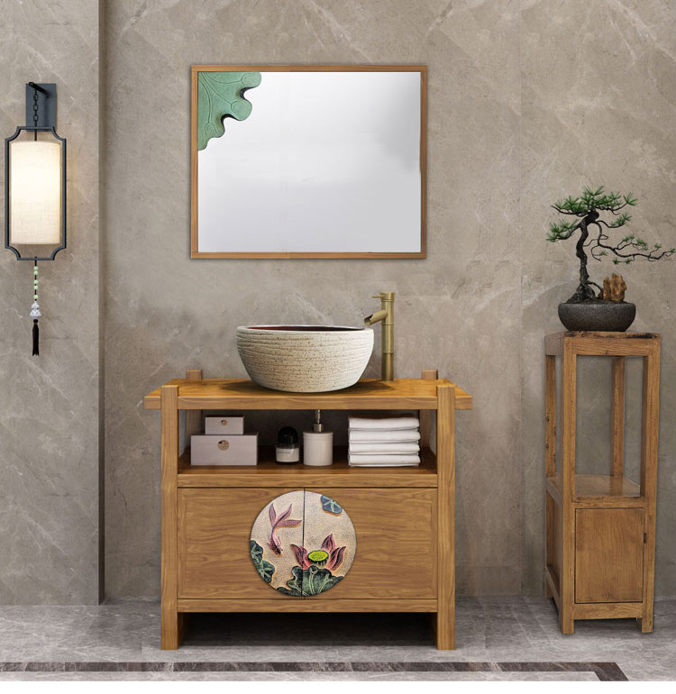 新中式洗衣机柜柜橡木洗衣机柜柜橡木新中式艺术实木洗衣机柜柜组合