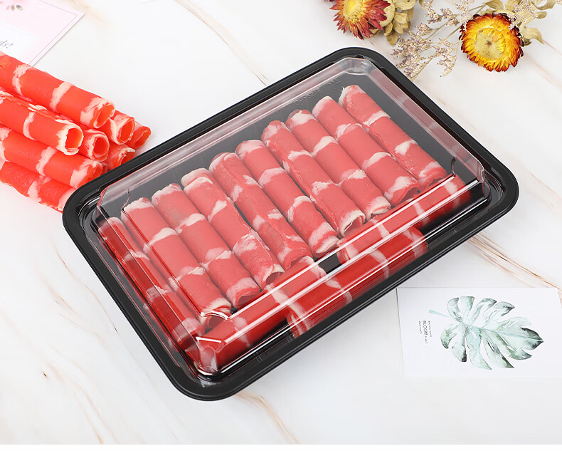 羊肉卷牛肉卷包装盒带卡扣肥牛打包盒一次性塑料盒防雾肉片盒 250克装