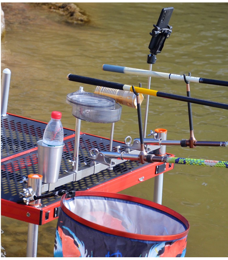 钓台多功能炮台支架不锈钢大物通用鱼护架饵料架灯架手机直播架(支持