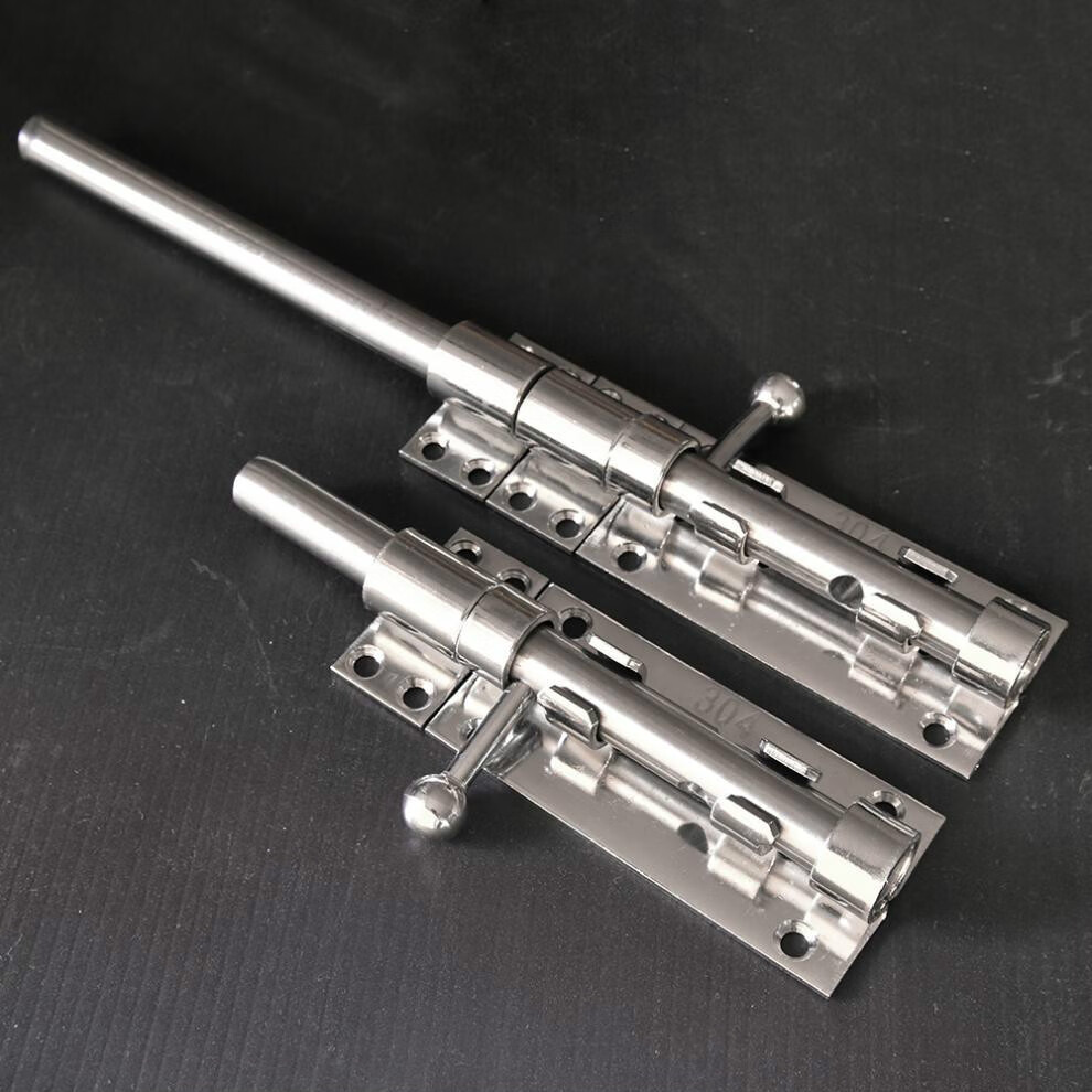 三磊 加大号加厚304不锈钢插销天地插大门栓门扣防盗老式明装左右挂锁