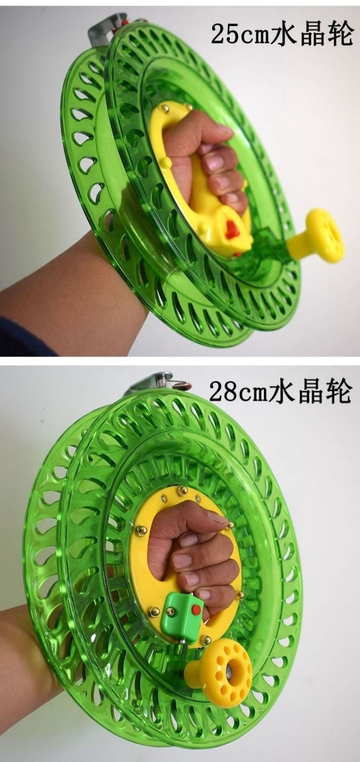 风筝线轮手摇风筝手握轮儿童风筝轮防倒转线轮水晶abs静音批发28厘米
