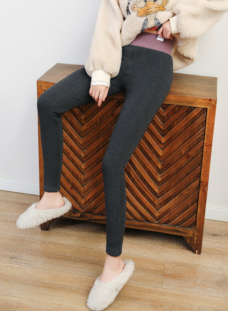 打底裤女加绒打底裤女冬季超厚厚外穿高腰一体裤棉裤大码小猫裤灰色加