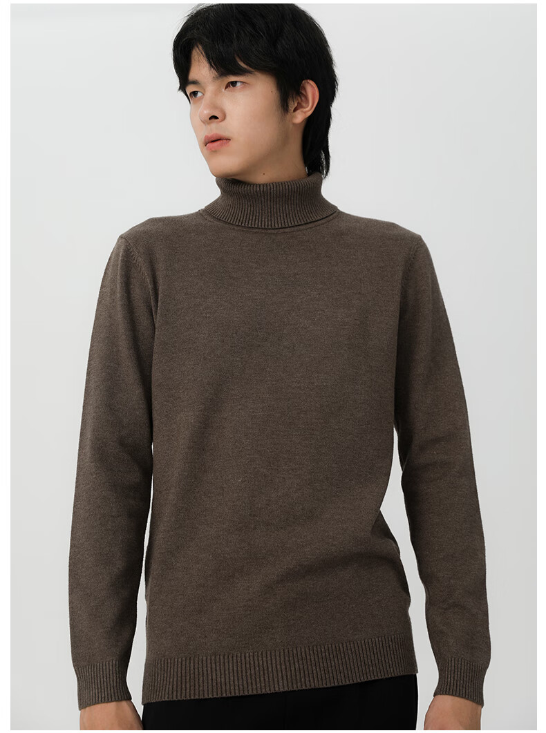 MARKLESS Men's Sweater, Autumn And Winter Warm Turtleneck Knit Pullover, Casual Inner Layer Base Shirt, 0710 Wheat Yellow, L 13