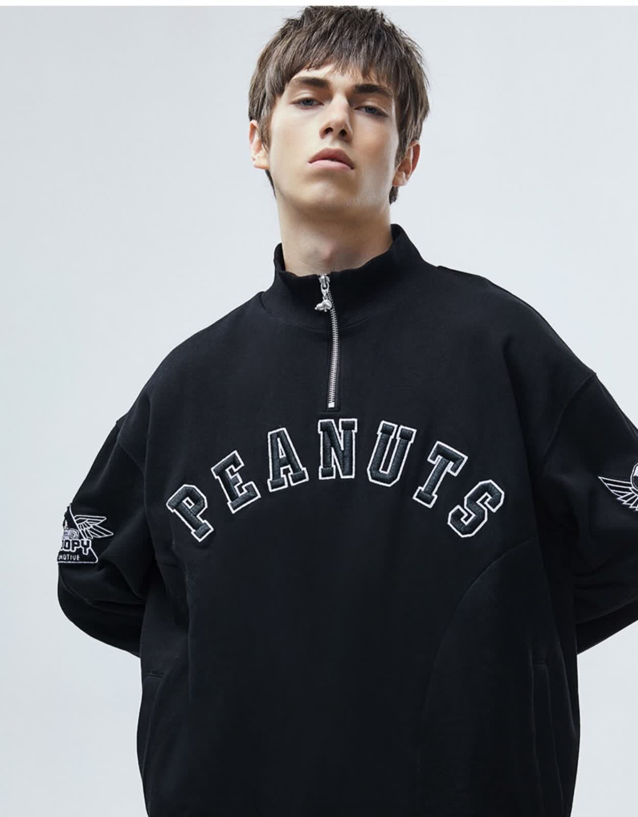 fun潮牌卫衣男秋季黑色休闲宽松外套街头学生上衣时尚男款黑色s16584a