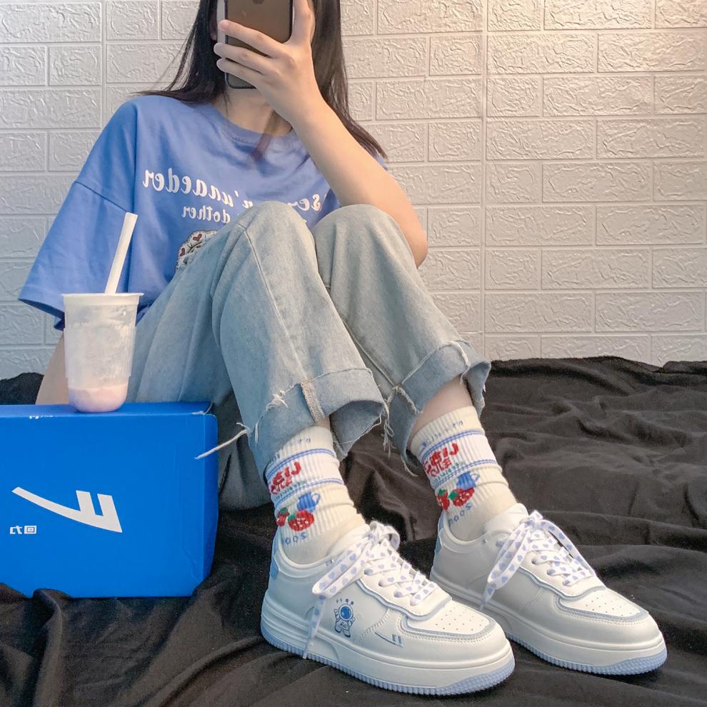 鞋子女学生韩版原宿风大头鞋可爱初中生高中生女鞋奶蓝小白鞋新款休闲