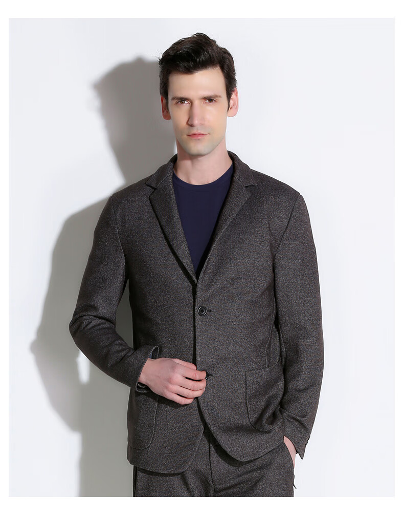 jh1912男士西装羊毛外套纯色秋冬正装商务休闲西服深蓝色180