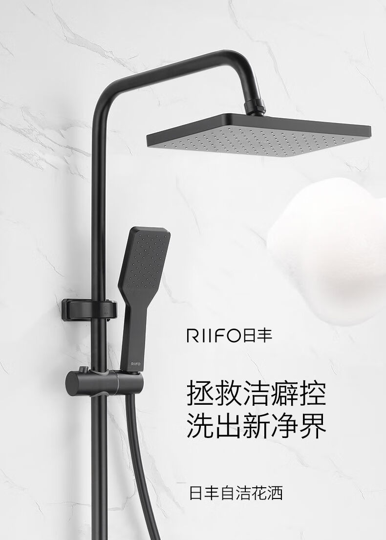 日丰淋浴花洒套装家用全铜龙头花晒卫浴器淋浴房淋雨喷头黑色花洒升级