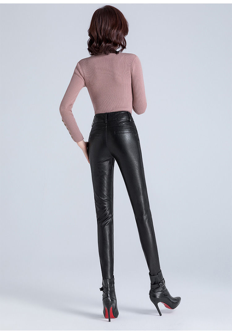 皮裤女2021年新款皮外穿秋冬修身显瘦加绒加厚黑色高腰小脚长裤sn3921