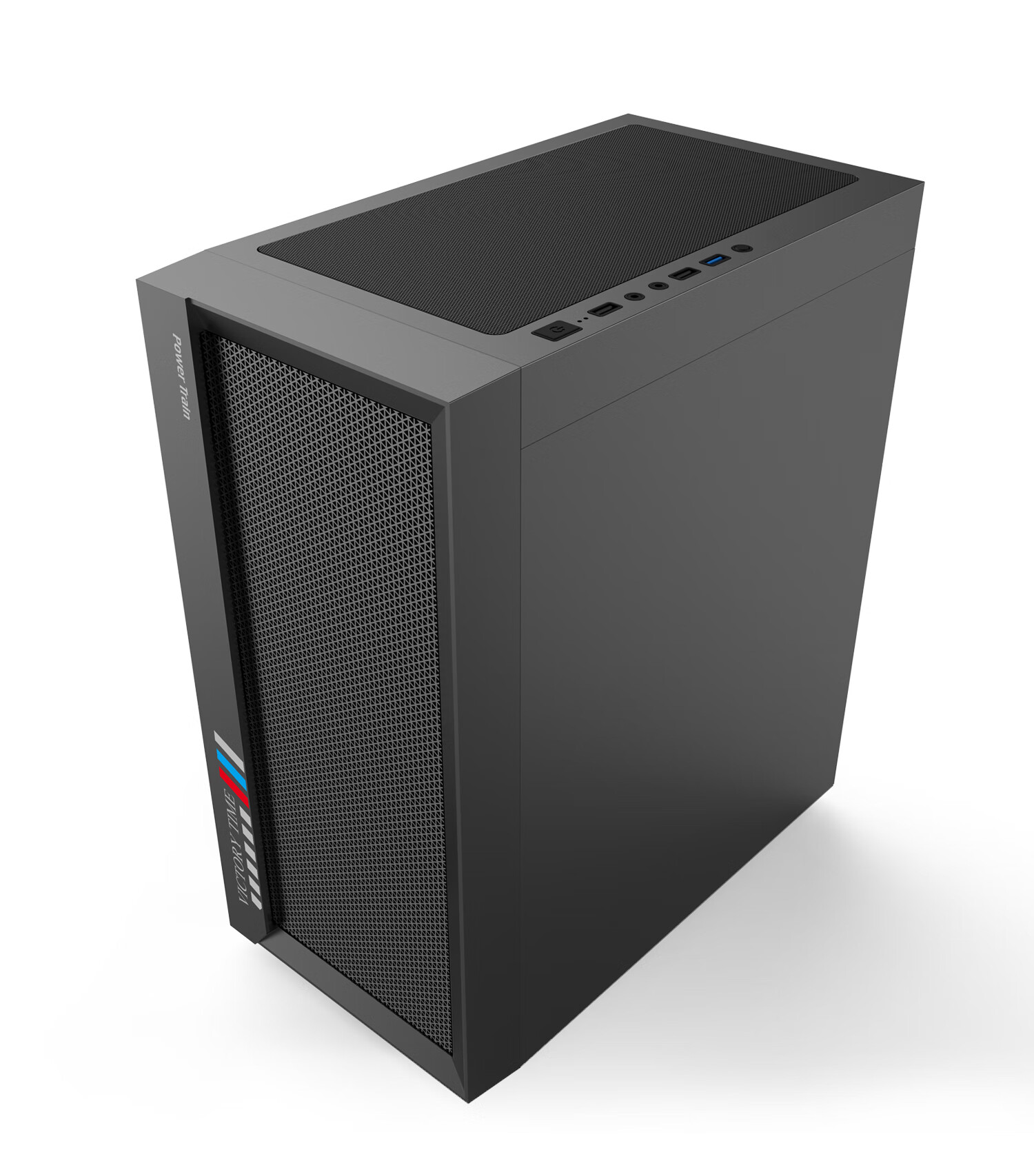 动力火车(powertrain) 电脑机箱台式机猎鹰侧透明matx机箱8风扇位支持