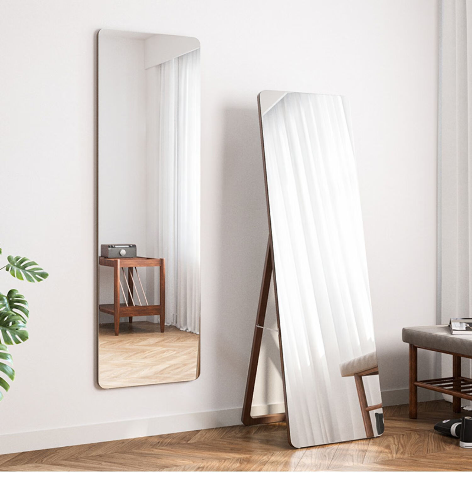 居相实木全身镜落地镜家用卧室试衣镜挂墙穿衣镜ins风简约大镜子爆卖