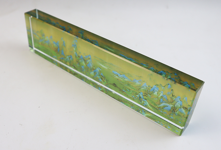 水晶玻璃镇纸千里江山清明上河图书法定制压纸送老师领导礼物镇尺