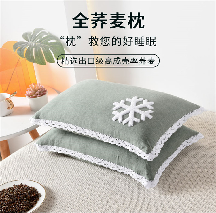 美容床枕头荞麦枕纯棉方枕趴枕硬枕助眠按摩推拿小枕头美容院专用伊家 雪花 深蓝荞麦枕(50X30) 一只装