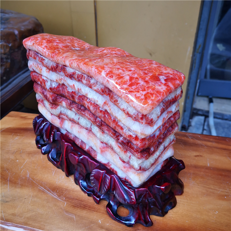 天然猪肉石 奇石矿石天然猪肉石红烧肉东坡肉五花肉石观赏石家居装饰