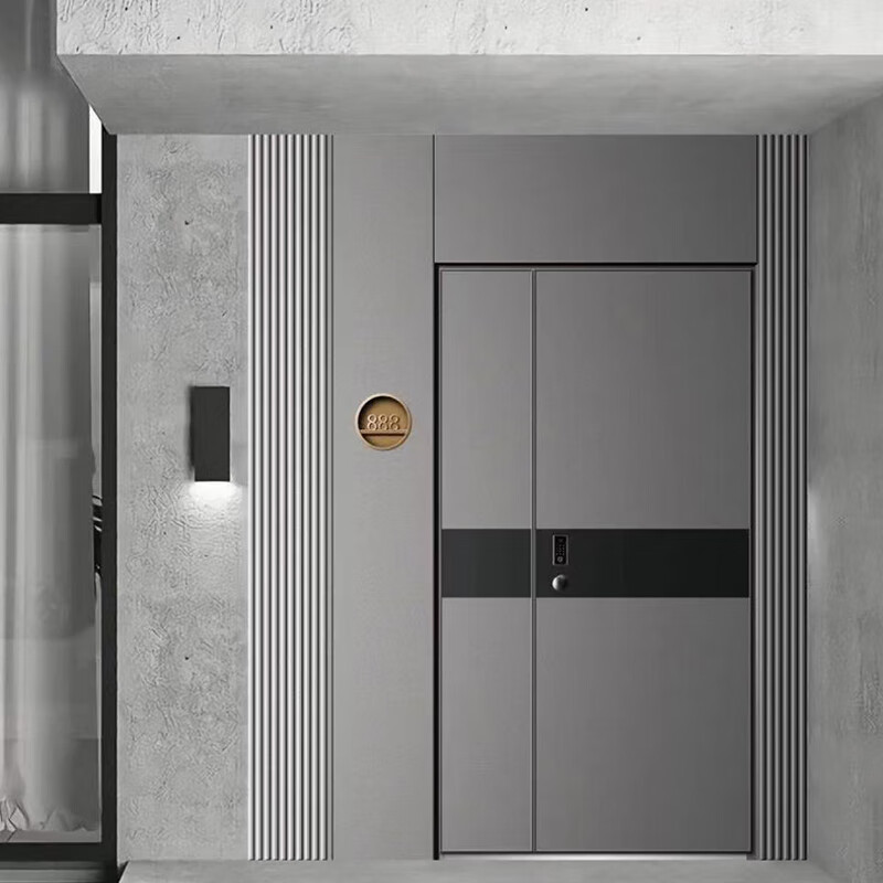 防爆铸铝门 极简轻奢防爆铸铝门入户大门子母小区甲级门别墅防盗门 护