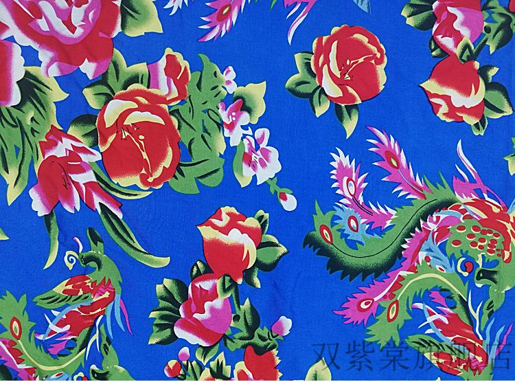 东北大花棉绸布料东北大花布凤凰牡丹装饰纯棉绸人造棉面料酒店农家乐