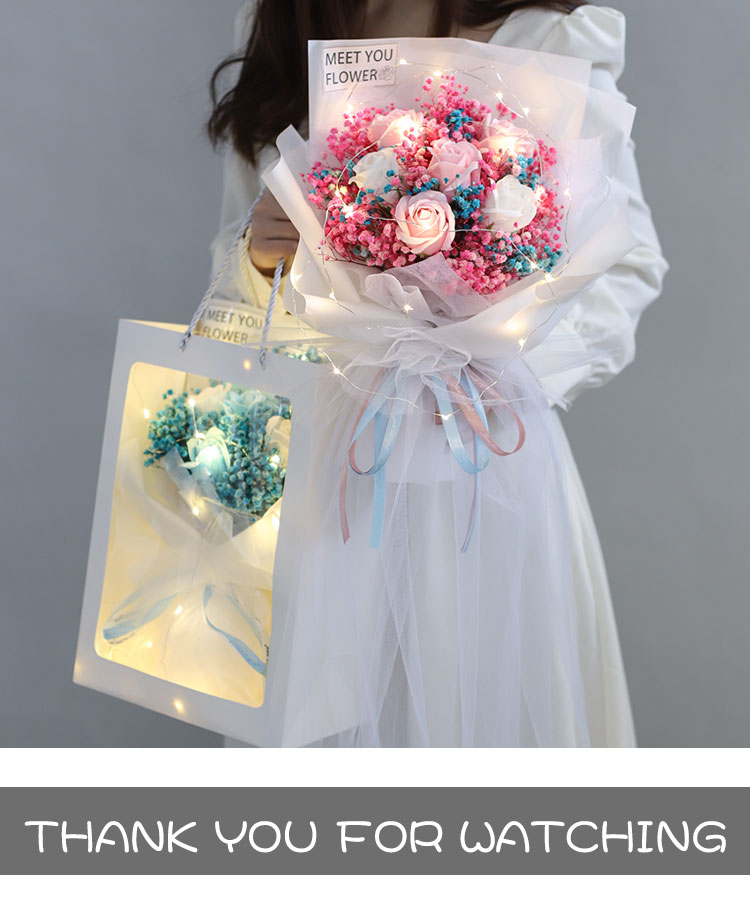 芊阙干花满天星玫瑰香皂花手捧花毕业花束七夕情人节送女友闺蜜生日