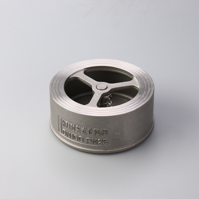 h71w-16/25p对夹式304不锈钢止回阀dn15-400弹簧耐腐蚀单向逆止阀 1寸