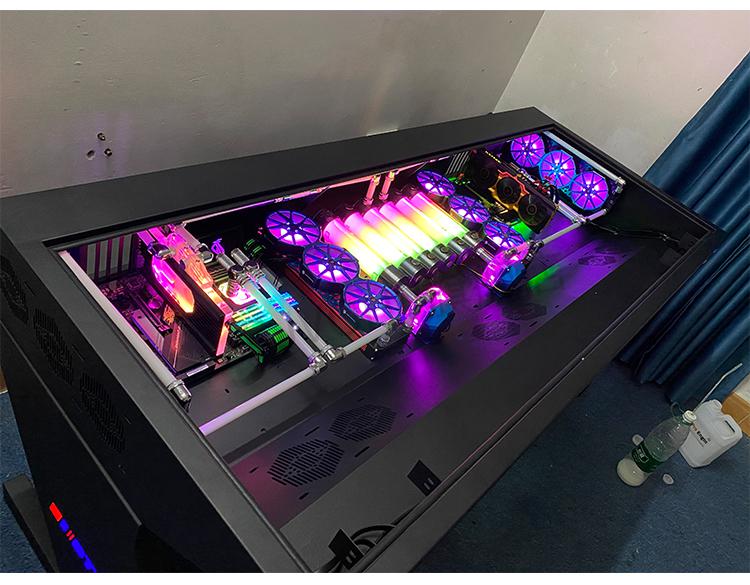 电脑桌机箱一体btooer电脑机箱一体桌双人可装两台主机炫酷mod大机箱