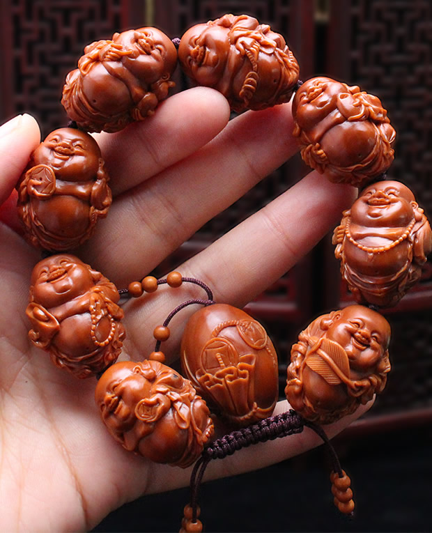 弥勒橄榄核手串核雕纯手工雕刻大籽水晶核八宝弥勒佛橄榄胡男士舟山苏