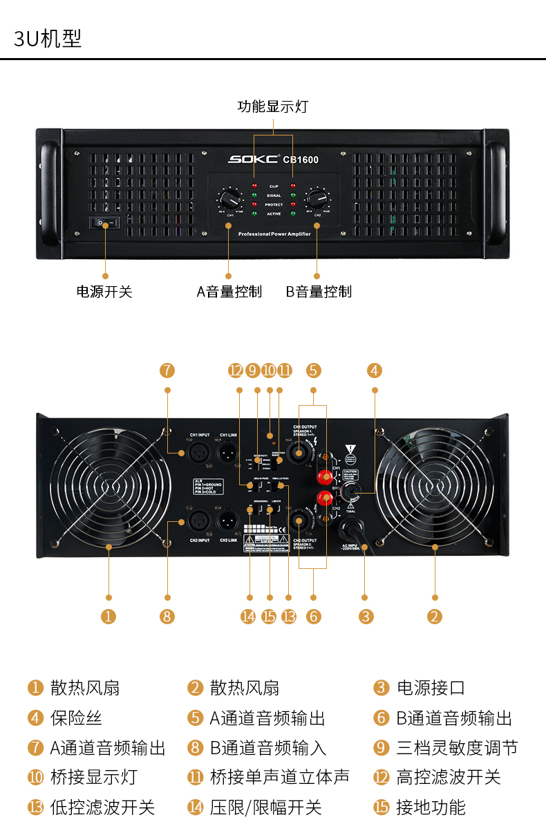 大功率数字专业纯后级hifi功放无线机用于舞台会议演出婚庆 cb~1200