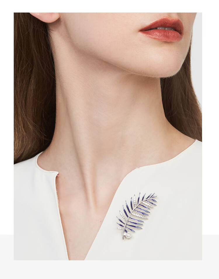 She's Blue And White Porcelain Oil Drop Leaf High-End Brooch, Women's Corsage Pin, Birthday Gift for Girlfriend 4