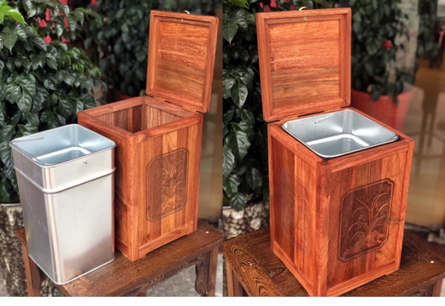 6015新中式垃圾桶 垃圾桶室内家用茶水渣桶带盖创意新中式古典