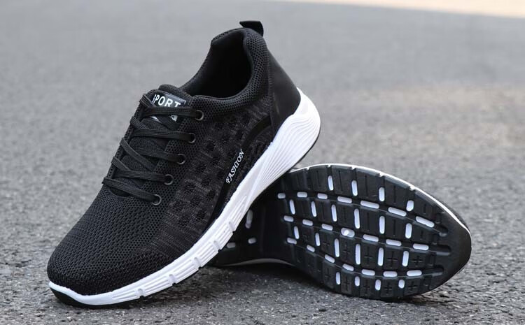 潮牌红蚂蚁秋季新款透气男鞋休闲网鞋网面运动鞋滑百搭黑色鞋子工作鞋