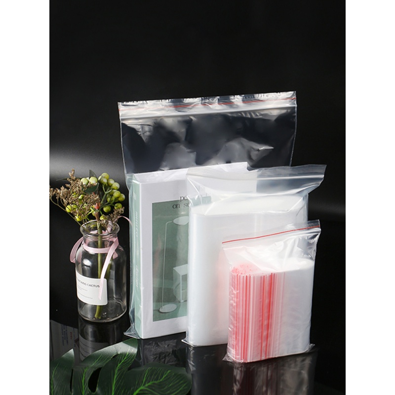 留样袋密封袋子自封袋透明封口袋食品袋加厚号次性pe塑封袋大号 8丝