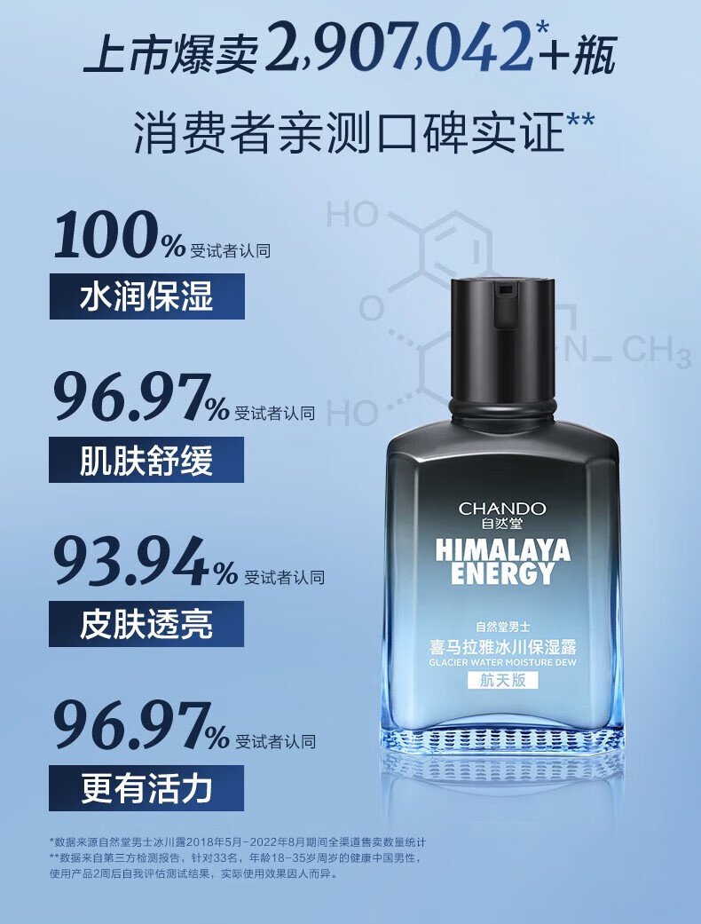 自然堂（CHANDO）男士乳液 喜马拉雅冰川保湿露平衡补水保湿清爽不黏腻护肤品 70ml