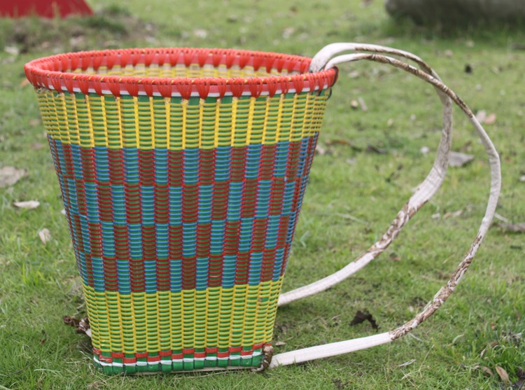 背兜买菜背篓竹编手工大号成人用农用塑料彩色舞蹈道具背筐背篼 红色