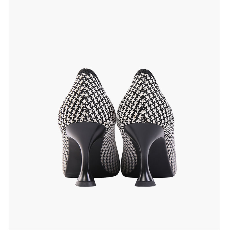 malove mz王妃鞋2022新款秘密花园系列千鸟格尖头细高跟鞋女单鞋 黑白