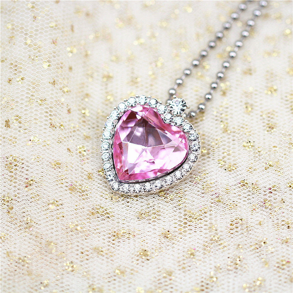 儿童项链女儿童心形水晶仿宝石项链送宝贝生日儿童节礼物爱心吊坠sn