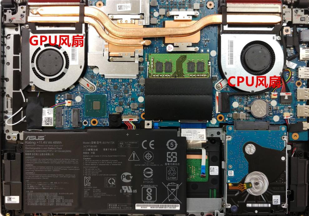 适用于华硕飞行堡垒67代fx86fz86ffx86fefx86gezx86ff505gcpu风扇