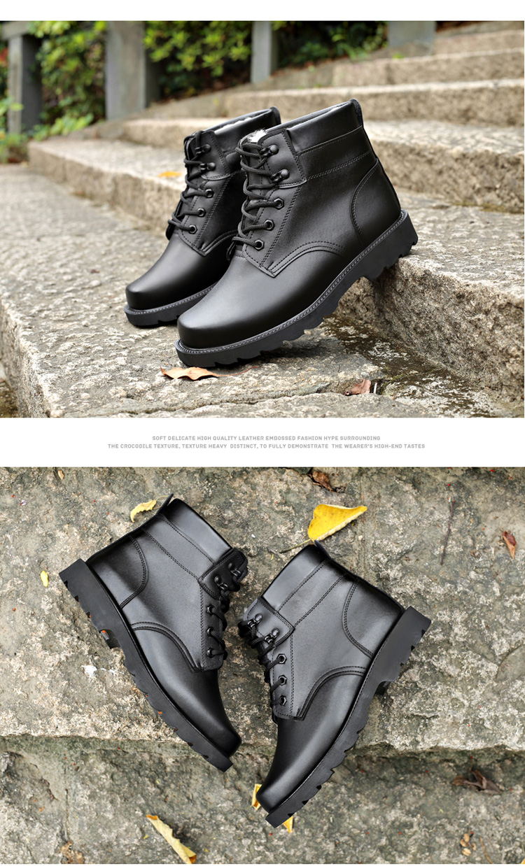 冬季保暖军勾棉皮鞋防寒冬靴钢头棉靴男保暖棉鞋作战靴马丁靴防滑保安