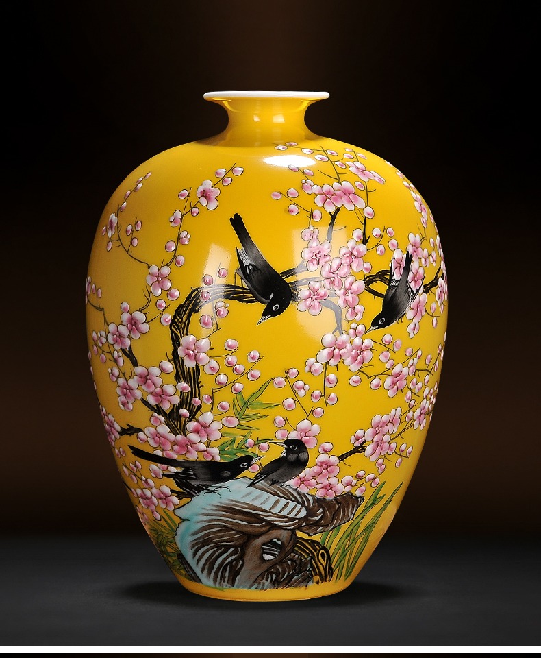 甜奈景德镇陶瓷器新中式景德镇瓷器陶瓷花瓶花插摆件中式家居玄关电视