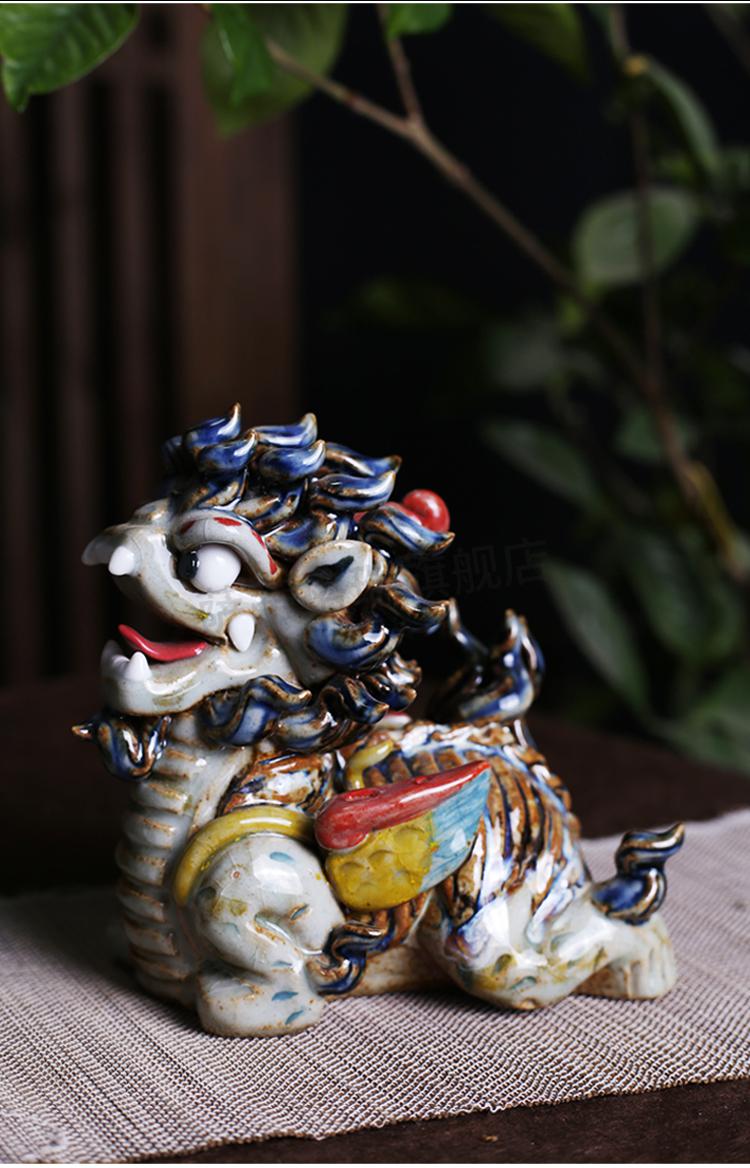 2022新款麒麟摆件茶宠麒麟摆件一对招财工艺品民族风景德镇陶瓷雕塑一