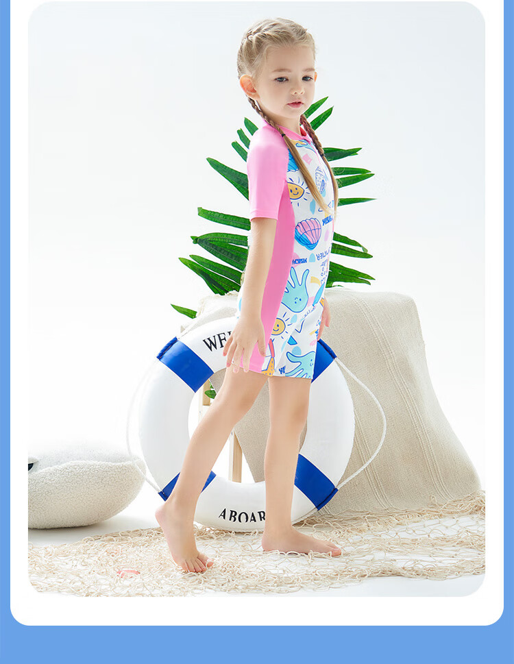 英发(yingfa)品牌自营新上儿童泳衣女童小童连体短袖防晒透气速干卡通