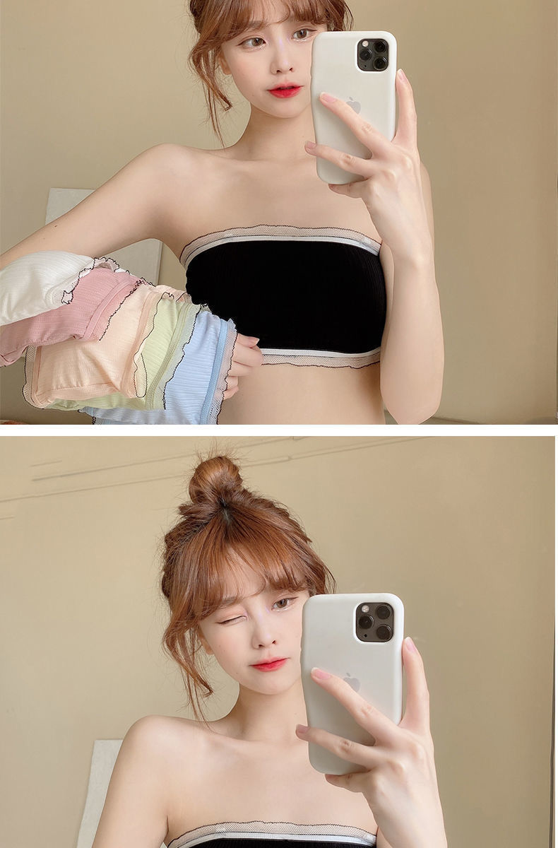 韩版学生内衣女无肩带抹胸打底防走光裹胸隐形文胸高中生少女胸罩