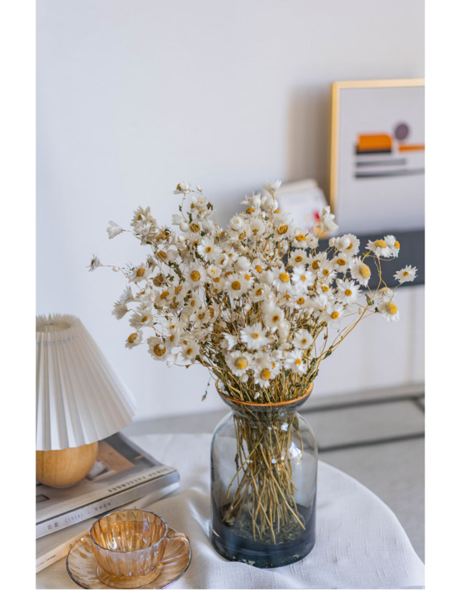 干花真花田园风天然小清新摆设迷你小雏菊花装饰花拍照道具白色小束小