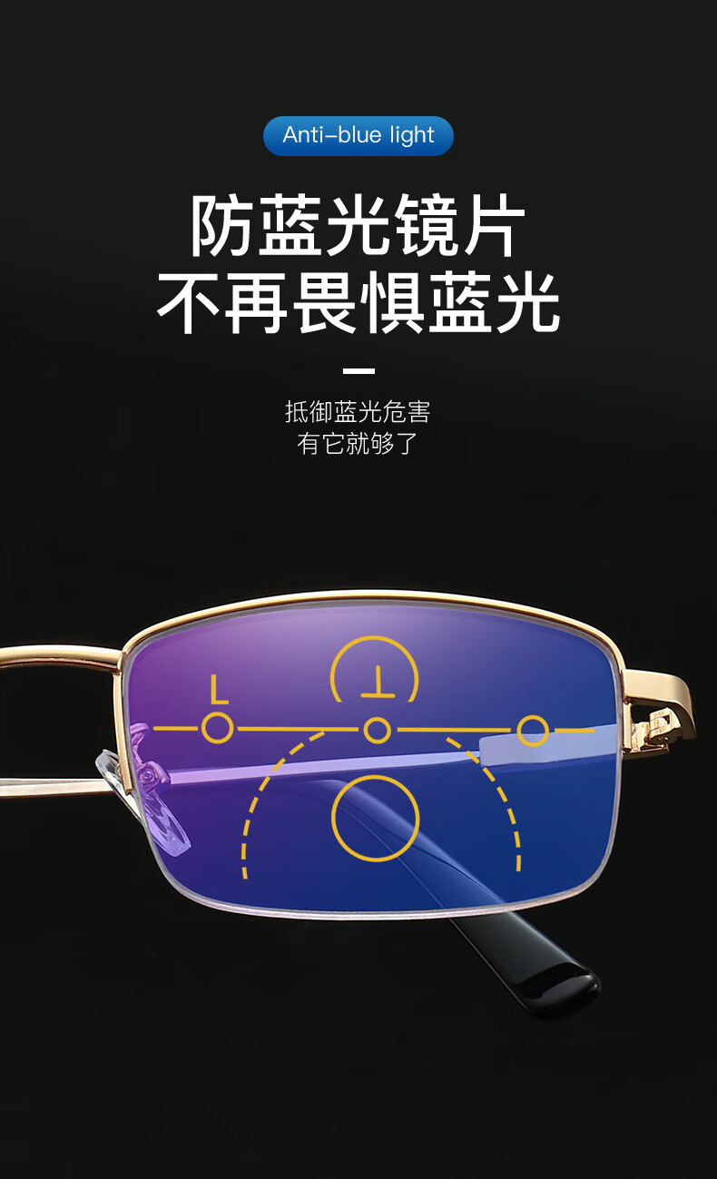 全新中老年老花镜高清老人防蓝光抗疲劳远近两用舒适老化老光眼镜男女