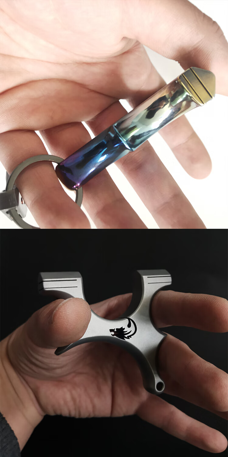 钛合金扁皮弹弓歪把子钛合金烤蓝掌中宝淮撑扁皮弓便携微型迷你袖珍