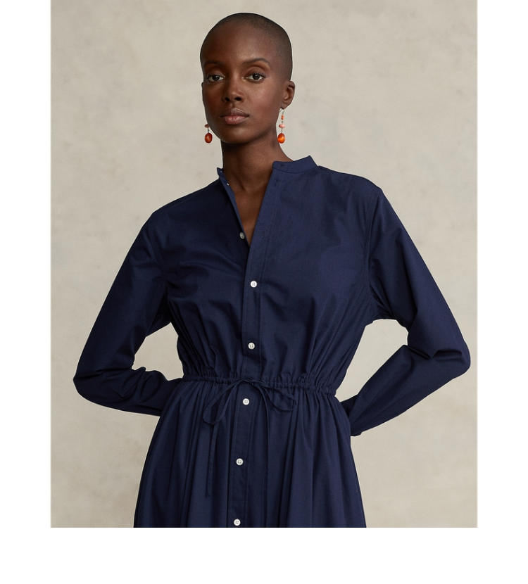 ralphlauren拉夫劳伦女装22年夏季百褶抽绳衬衫式连衣裙rl22772410