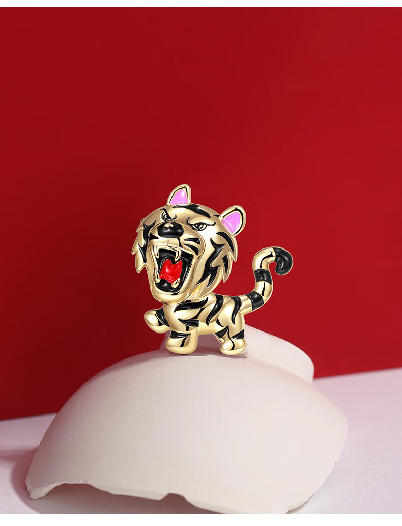 御弗虎虎生威胸针萌趣老虎毛衣别针高档西装配饰生肖新年礼物香槟金