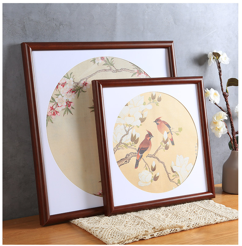 国画框装裱33正方形卡纸相框挂墙字画书法十字绣实木框架定制a4a3e款