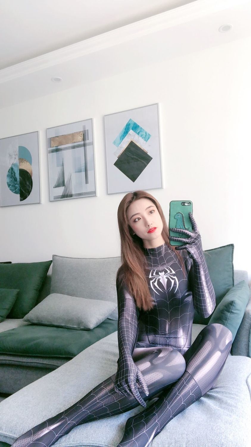 tificy蜘蛛侠紧身衣女款大人黑色蜘蛛服装抖音同款变装cos服mj连体战